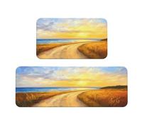 Woshuwo Lot de 2 tapis de cuisine antidérapants Sunrise The Road Leads To The Sea