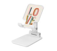 Woshuwo Love Pastel Rainbow Letters Support de téléphone portable pliable scandinave Angle réglable Hauteur Bureau Portable Support de téléphone portable Compatible avec tous les smartphones Blanc