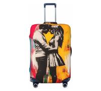 Woshuwo Loving Young Couple Graffiti Street Art Housse de bagage de voyage élastique résistant à la poussière et aux rayures pour valises 55,9 à 61 cm