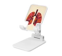 Woshuwo Lungs In The Style of Mid-Century Support de téléphone portable pliable Angle réglable Hauteur Bureau Portable Support de téléphone portable Compatible avec tous les smartphones Blanc