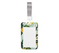 Woshuwo Magnifique porte-badge coulissant en plastique rigide avec motif de citron et fleur blanche pour cartes de travail pour infirmières et bureau