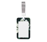 Woshuwo Magnifique porte-badge coulissant Evergreen Magnolia en plastique rigide pour cartes de travail pour infirmières et bureau