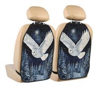 Woshuwo Majestic Barn Owl Lot de 2 tapis de protection pour siège de voiture avec poches de rangement pour protéger de la saleté, de la boue et des rayures
