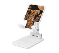 Woshuwo Majestic Leopard In The Night Sky Support pliable pour téléphone portable à angle réglable en hauteur Compatible avec tous les smartphones Blanc