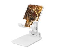 Woshuwo Majestic Tiger In The Golden Sunlight Support pliable pour téléphone portable à angle réglable en hauteur Compatible avec tous les smartphones Blanc