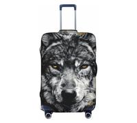 Woshuwo Majestic Wolf Housse de protection élastique pour valise, résistante à la poussière et aux rayures pour valises de 55,9 à 61 cm Noir/doré