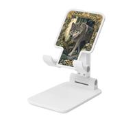Woshuwo Majestic Wolf Support de téléphone portable pliable avec angle réglable en hauteur Compatible avec tous les smartphones Blanc