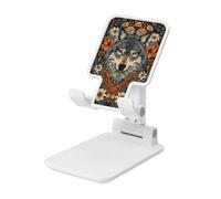 Woshuwo Majestic Wolf Support pliable pour téléphone portable avec angle réglable en hauteur Compatible avec tous les smartphones Blanc