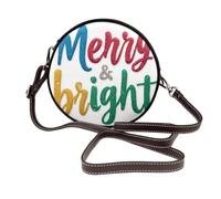 Woshuwo Merry And Bright In Colorful Glitter Women Round Crossbody Bags Leather Sling Bag Purse