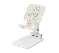 Woshuwo Minimal Line Art Botanical Branche Feuilles Support pliable pour téléphone portable Angle réglable Hauteur de bureau Portable Compatible avec tous les smartphones Blanc