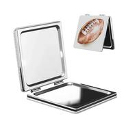 Woshuwo Miroir de maquillage de voyage à l'aquarelle de football américain double face en cuir PU portable compact grossissant de poche