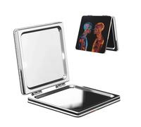 Woshuwo Miroir de maquillage de voyage avec deux torses fluo, double face, en cuir PU, portable, compact et grossissant