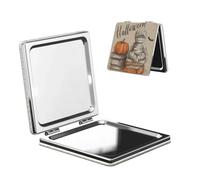 Woshuwo Miroir de maquillage de voyage avec inscription « Mummy On Books » - En cuir synthétique - Portable et compact - Grossissant - Citrouilles d'Halloween