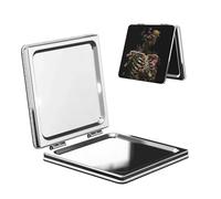 Woshuwo Miroir de maquillage de voyage avec torse humain avec fleurs sauvages double face en cuir PU portable compact grossissant de poche