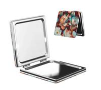 Woshuwo Miroir de maquillage de voyage double face en cuir PU portable compact grossissant