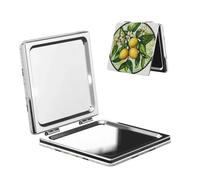 Woshuwo Miroir de maquillage de voyage en cuir PU double face avec branches de citronnier