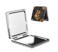 Woshuwo Miroir de maquillage de voyage en cuivre avec feuilles de Monstera - Double face - Portable et compact - Miroir grossissant de poche