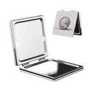 Woshuwo Miroir de maquillage de voyage en forme de boule disco double face en cuir PU portable compact grossissant