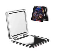 Woshuwo Miroir de maquillage de voyage en forme de tête de mort en verre transparent et coloré - Double face - Portable et compact - Miroir grossissant de poche
