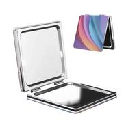 Woshuwo Miroir de maquillage de voyage hypercoloré aux couleurs pastel courbes miroir de maquillage double face en cuir PU portable compact miroir grossissant de poche