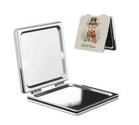 Woshuwo Miroir de maquillage de voyage vintage avec renne de Noël Let It Snow Miroir de maquillage double face en cuir PU portable compact miroir grossissant de poche