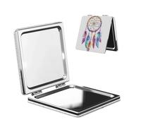 Woshuwo Miroir grossissant de poche portable et compact en cuir synthétique avec attrape-rêves - Couleurs pastel - Style bohème
