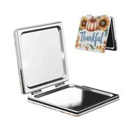 Woshuwo Miroir grossissant de poche portable et compact en cuir synthétique double face Motif citrouilles et tournesols