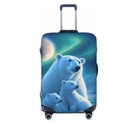 Woshuwo Moonlight Polar Bear Family Housse de bagage élastique anti-poussière et anti-rayures pour valises de 55,9 à 61 cm