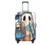 Woshuwo Muted Denim Halloween Ghost Candy Bucket Housse de voyage élastique anti-poussière et anti-rayures pour valises 55,9 à 61 cm