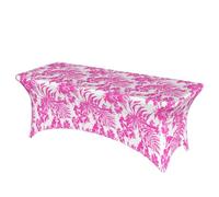 Woshuwo Nappe de table extensible rose et feuilles de palmier pour table rectangulaire, cuisine, salle à manger, banquet, mariage, fête - 1,8 m