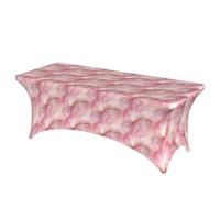 Woshuwo Nappe extensible pour table rectangulaire, cuisine, salle à manger, banquet, mariage, fête - 1,8 m - Motif marbre rose dégradé