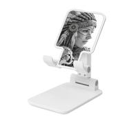 Woshuwo Native Woman And Two Leopard Support de téléphone portable pliable Angle réglable Hauteur Bureau Portable Support de téléphone portable Compatible avec tous les smartphones Blanc