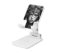 Woshuwo Native Woman With Feather Headdress Support de téléphone portable pliable Angle réglable Hauteur Bureau Portable Support de téléphone portable Compatible avec tous les smartphones Blanc Style