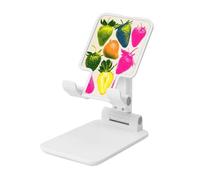 Woshuwo Neon Ripe Strawberries Support de téléphone portable pliable à angle réglable en hauteur Compatible avec tous les smartphones Blanc