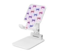 Woshuwo Nœud en ruban lavande et rose pâle - Support pliable pour téléphone portable - Angle réglable en hauteur - Compatible avec tous les smartphones - Style blanc