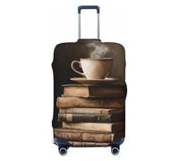 Woshuwo Old Books avec une tasse à café, housse de voyage élastique, résistante à la poussière, aux rayures, protection pour valises de 55,9 à 61 cm