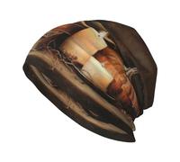 Woshuwo Old Witch's Hat and Magic Books Bonnet unisexe tricoté chaud et souple Noir