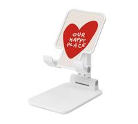 Woshuwo Our Happy Place Support de téléphone portable pliable en forme de cœur rouge à angle réglable en hauteur Compatible avec tous les smartphones Blanc