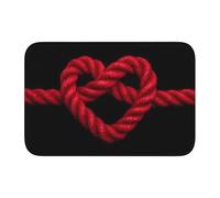 Woshuwo Paillasson antidérapant en corde rouge avec nœud en forme de cœur, pour intérieur et extérieur, ferme, 40 x 60 cm