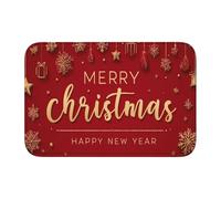 Woshuwo Paillasson antidérapant pour extérieur et intérieur avec texte doré « Merry Christmas » et « Happy New Year », 40 x 60 cm