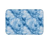 Woshuwo Paillasson antidérapant pour extérieur et intérieur, entrée style ferme, motif marbré tie-dye, bleu, 40 x 60 cm