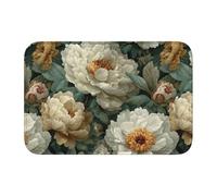 Woshuwo Paillasson antidérapant pour extérieur et intérieur Motif floral aquarelle pivoines blanches, 40 x 60 cm