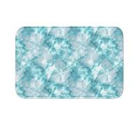 Woshuwo Paillasson antidérapant pour extérieur et intérieur - Motif marbre tie-dye turquoise - 40 x 60 cm
