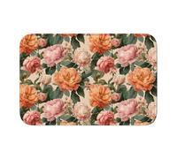 Woshuwo Paillasson antidérapant pour extérieur et intérieur Motif pivoines oranges et roses 40 x 60 cm