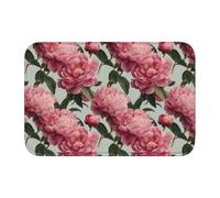 Woshuwo Paillasson antidérapant pour extérieur et intérieur Motif pivoines roses 40 x 60 cm