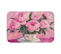 Woshuwo Paillasson antidérapant tendance pour extérieur et intérieur Motif pivoines roses 40 x 60 cm