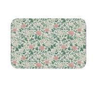 Woshuwo Paillasson vintage antidérapant pour extérieur et intérieur Motif petites fleurs roses et feuilles vertes 40 x 60 cm