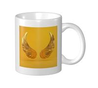 Woshuwo Paire d'ailes dorées en céramique - Matériau métallique - Tasse à café élégante - Pour la maison et le bureau - 325 ml