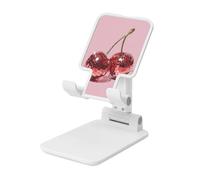 Woshuwo Paire de cerises rouges avec effet boule disco pliable pour téléphone portable, hauteur réglable, support de bureau portable compatible avec tous les smartphones, style blanc