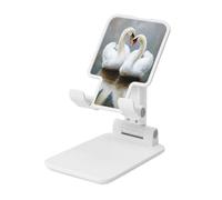 Woshuwo Paire de cygnes pliables pour téléphone portable - Angle réglable - Hauteur réglable - Support de bureau portable compatible avec tous les smartphones - Blanc